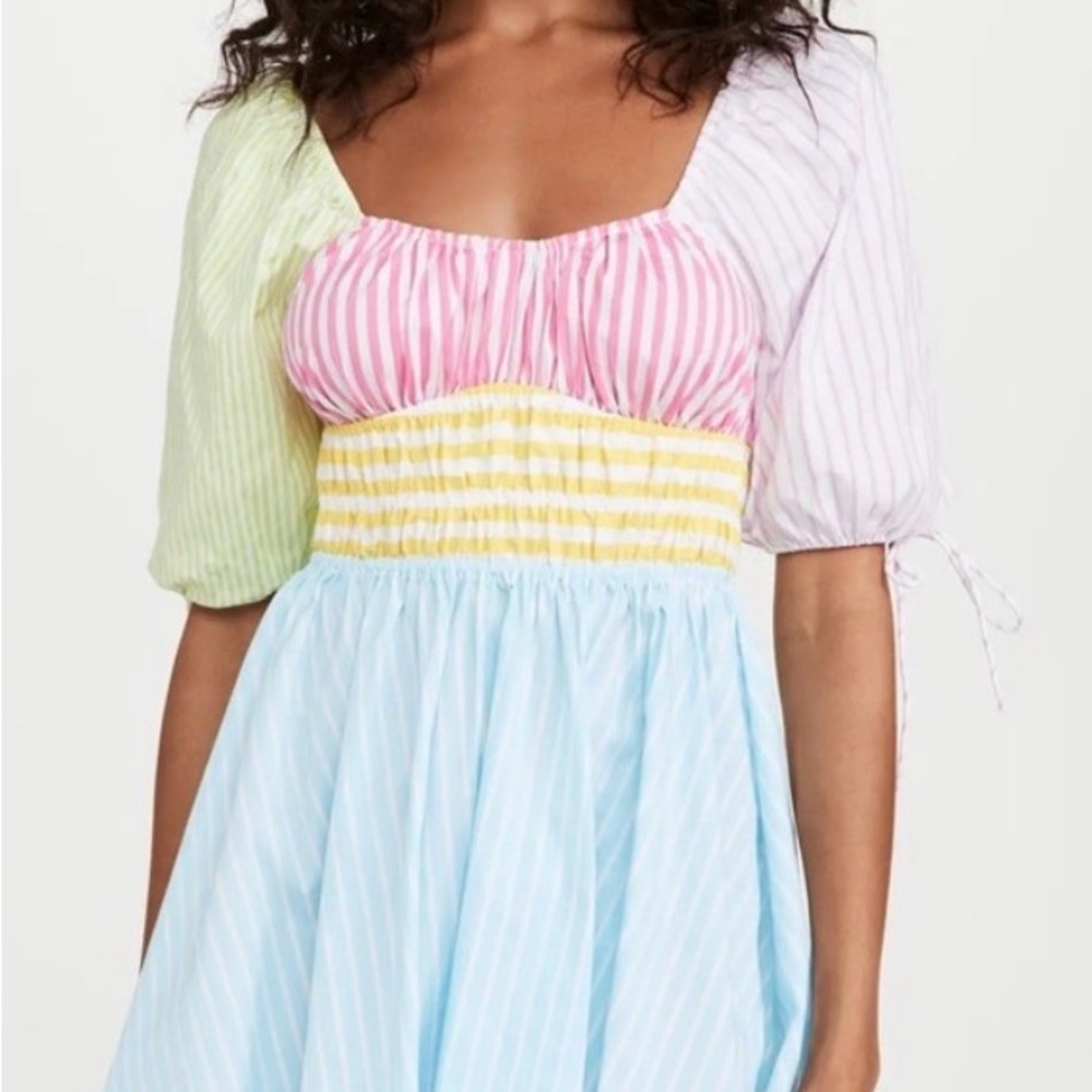 STAUD Multicolor Striped Mini Dress
